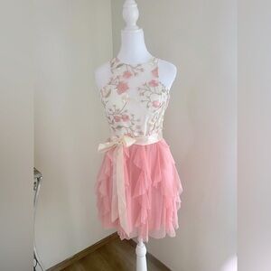 Floral Embroidered Pink Dress